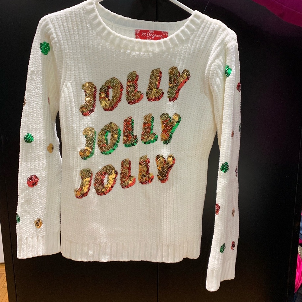 33 Degrees Kids White Sequin Sweatshirt